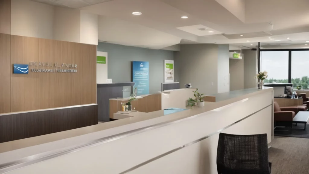 a modern dental office with a welcoming reception area in overland park, featuring a prominent "invisalign provider" sign.