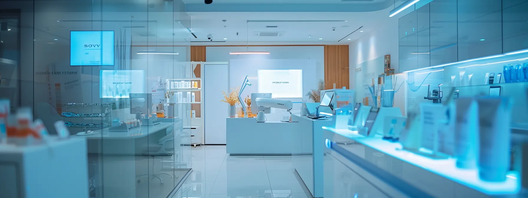 a bright, modern dental office display showcasing a variety of alternative orthodontic treatments like invisalign and clear aligners, retainers, and other appliances, highlighting diverse options for achieving optimal oral health.